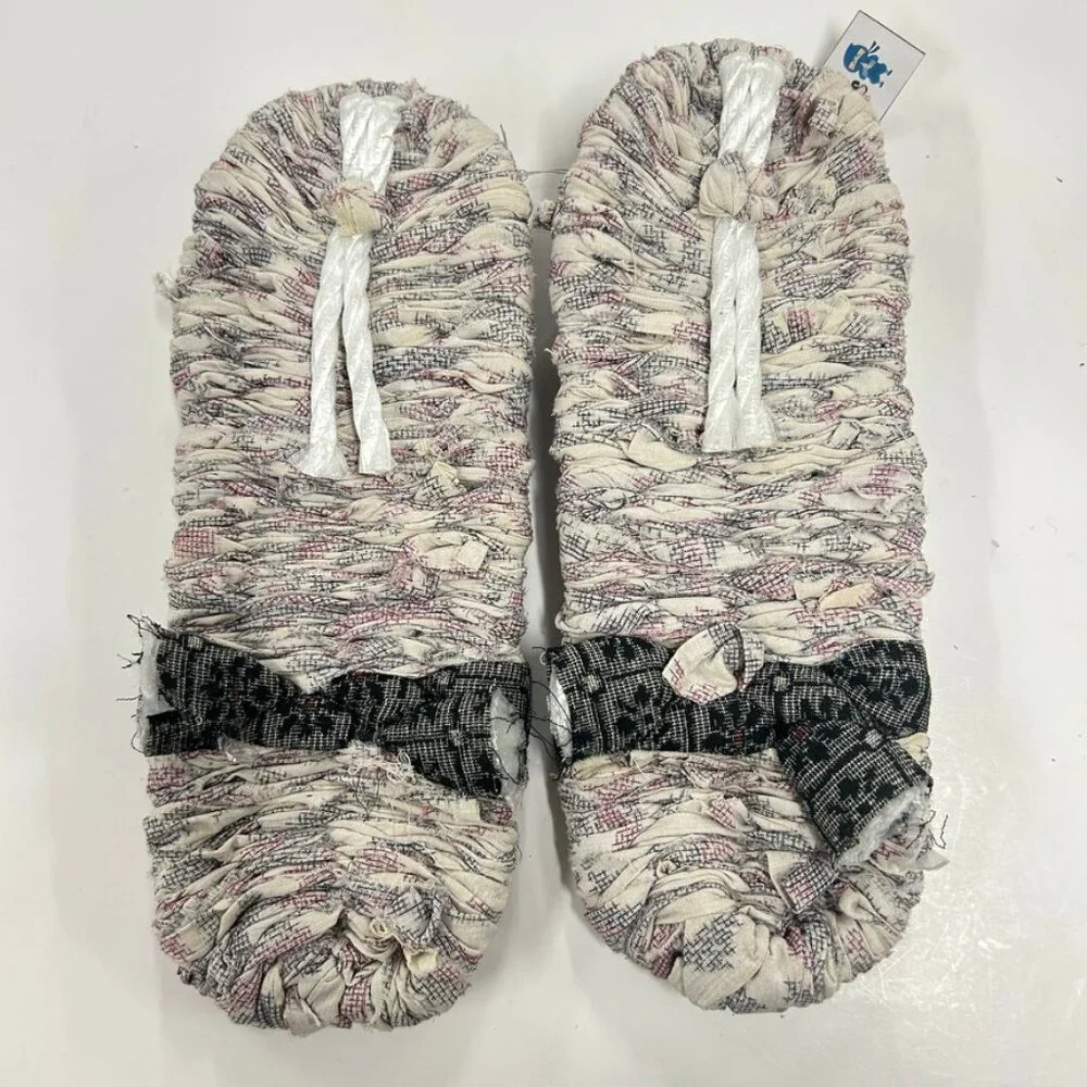 Samurai Fabric Slippers 12”‎ Handmade Look Boho Lounge House Shoes